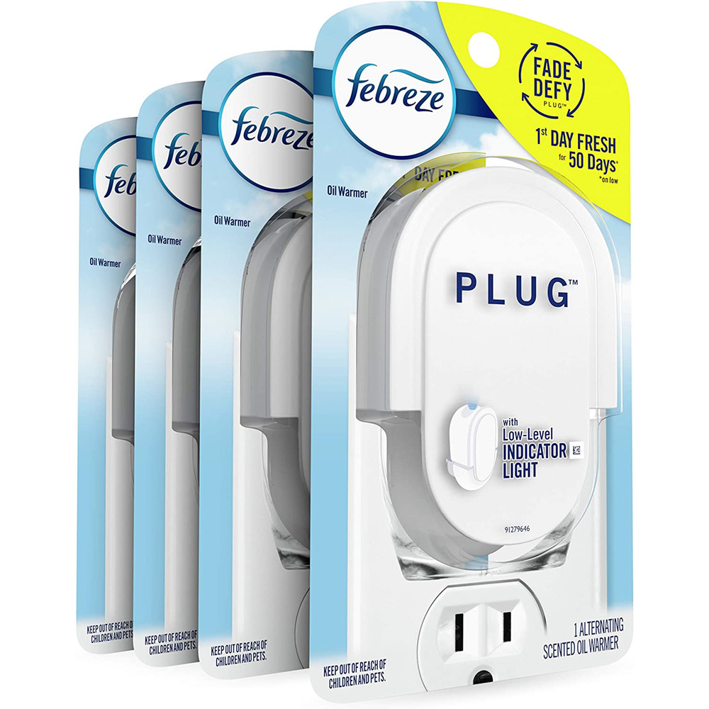 NEW Febreze Plug in Air Freshener Fade Defy, Scented Oil Warmer, (Pack of 4)